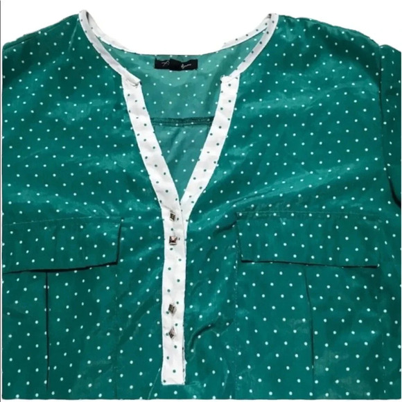 Antilia Femme Green White Polka-dot Long Sleeve Large - Picture 2 of 8